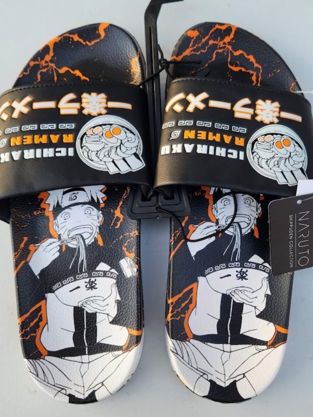 NEW Naruto Anime Ramen Men’s Size 7 Slippers Sandals Slides Shippuden Ichiraku R